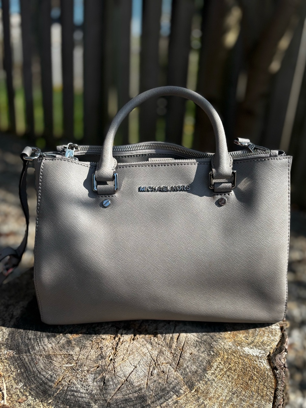 Michael Kors Grey Saffiano Satchel